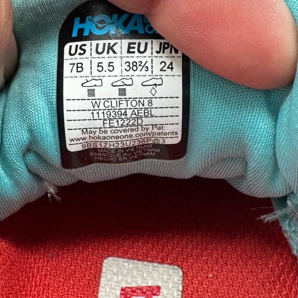 Hoka One One Clifton 8 Women Running Athletic Shoe Size 7 B Aquarelle Blue - Picture 12 of 12